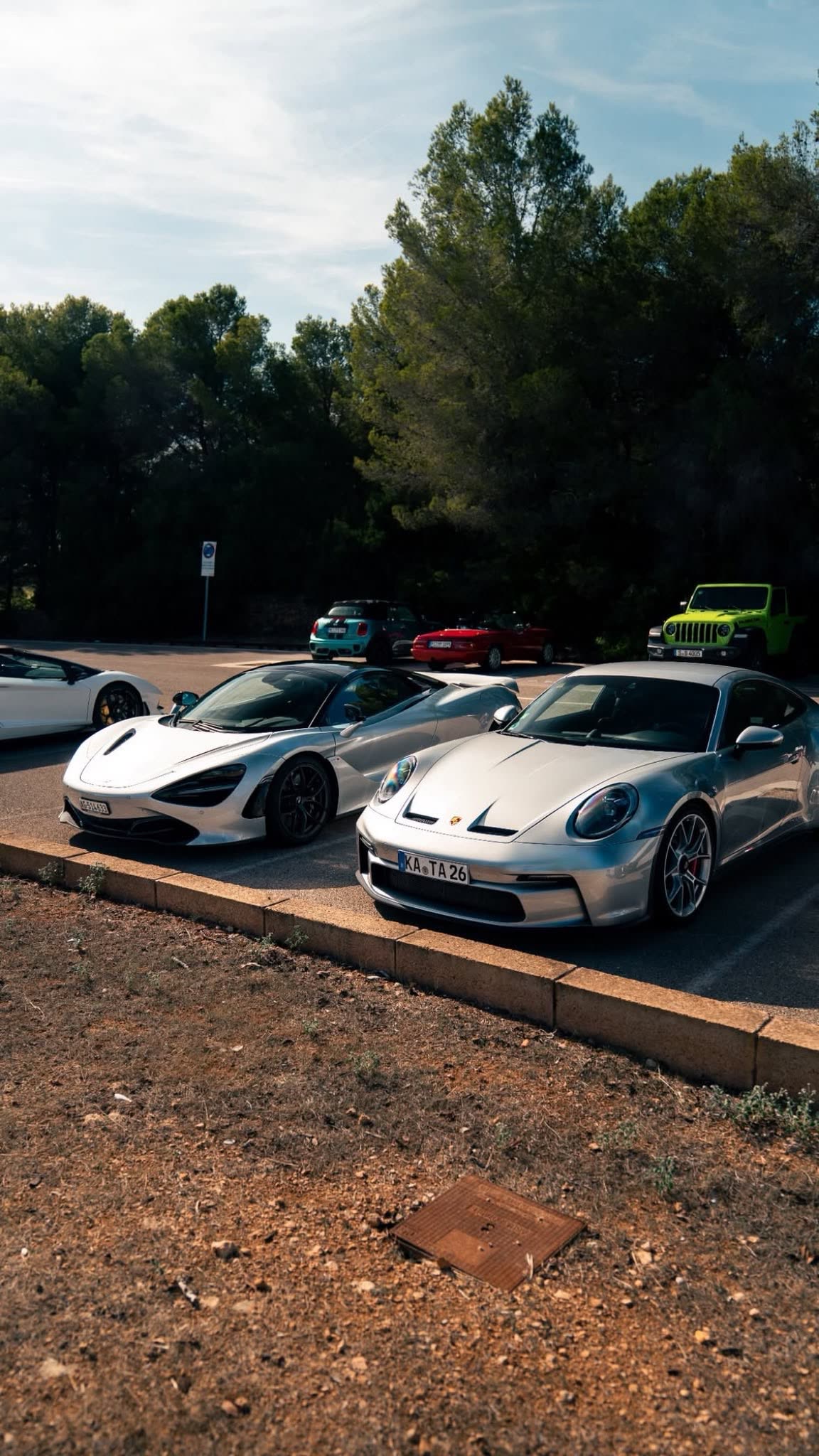 McLaren 720S und Porsche GT3 zwischen Pinien
